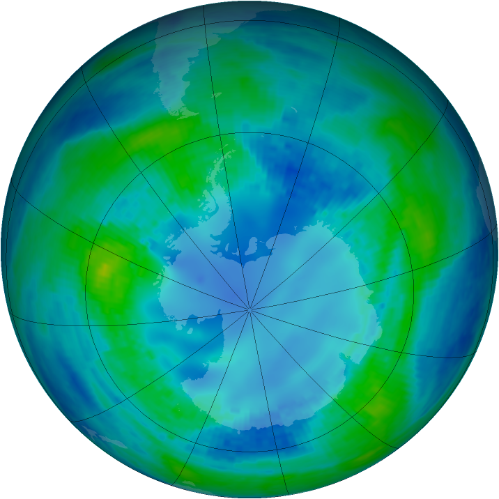 Antarctic ozone map for 26 April 2002